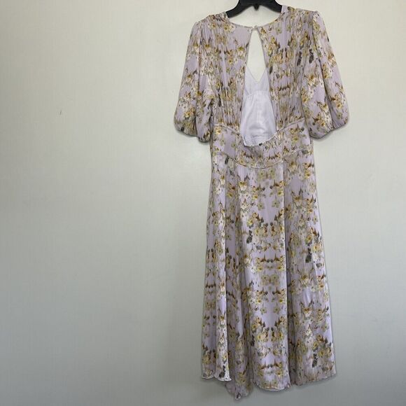 All Saints Floral Midi Dress Wedding Guest Bridesmaid Cream and Gold - Picture 6 of 14